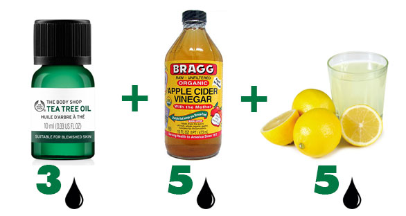 Tea Tree Oil combined with an Apple Cider-Vinegar and Lemon Juice